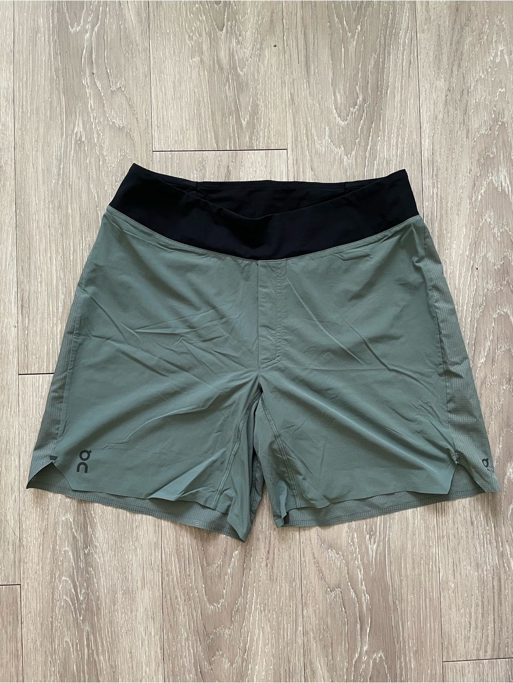 On Running Women's Olive Green Athletic Shorts with Black Waistband
